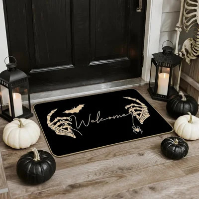 Halloween Door Mat Funny Skull Outdoor Mat Black Horror Non Slip Halloween Home Decor Doormat Indoor Enterway Floor Welcome Mats, 17''X 30'' (Black, 1 | Wayfair North America