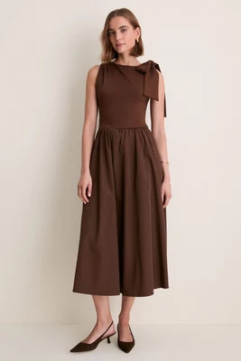 Brown Jane Mixed Media Midi Dress | Tuckernuck (US)