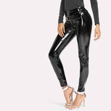 Zip Front Patent Leather Pants | SHEIN
