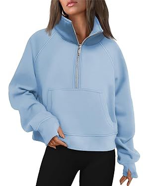 AUTOMET Womens Sweatshirts Half Zip Cropped Pullover Fleece Quarter Zipper Hoodies Fall outfits C... | Amazon (US)