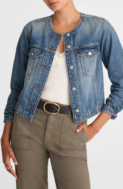 Madewell Cocoon Sleeve Crop Denim Jacket in Bouvier Wash at Nordstrom, Size Medium | Nordstrom