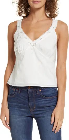 Reformation Capri Embroidered Lace Trim Tank | Nordstrom | Nordstrom