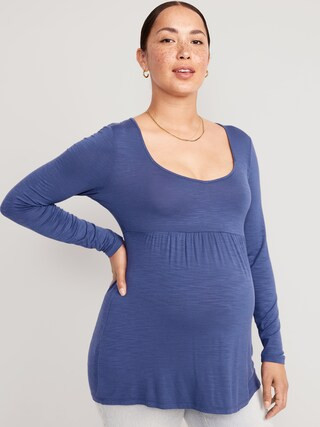 Maternity Long-Sleeve Slub-Knit Peplum Top | Old Navy (CA)