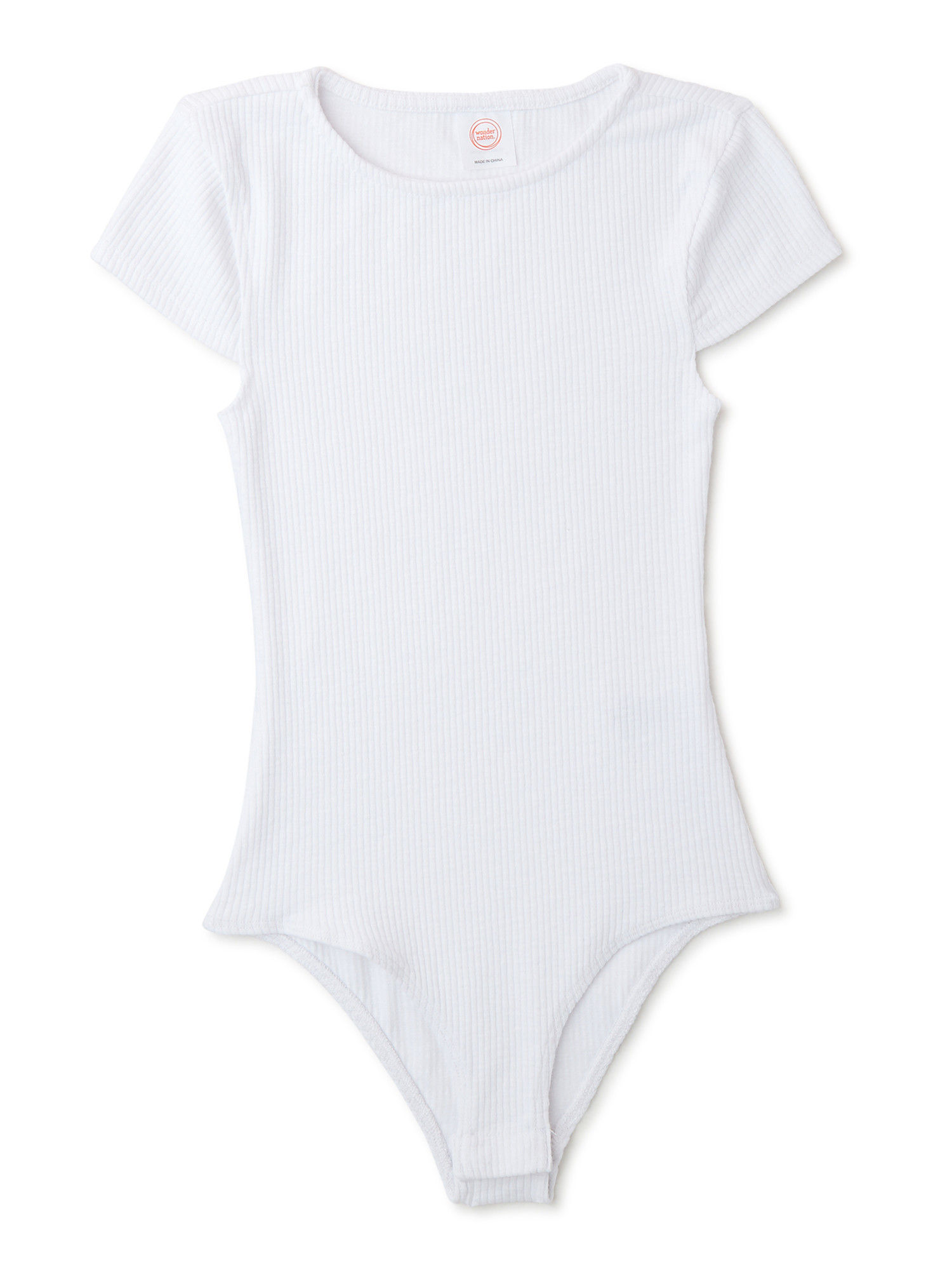 Wonder Nation Girls Short Sleeve Ribbed Bodysuit Top, Sizes 4-18 & Plus - Walmart.com | Walmart (US)