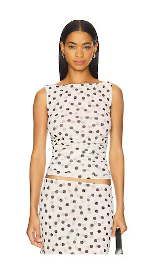 Carla Top in Cream And Black Dot | Revolve Clothing (Global)