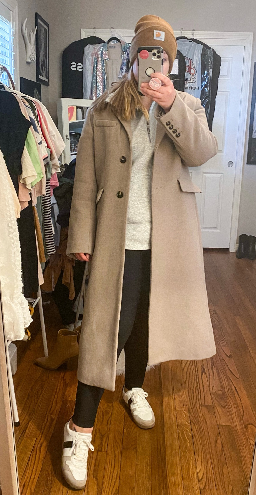 Winter coat, winter style, leggings, sneakers, black and white sneakers, long coat, overcoat, peacoat, tunic sweatshirt, leggings sweatshirt, beanie

#LTKFindsUnder100 #LTKMidsize #LTKSeasonal