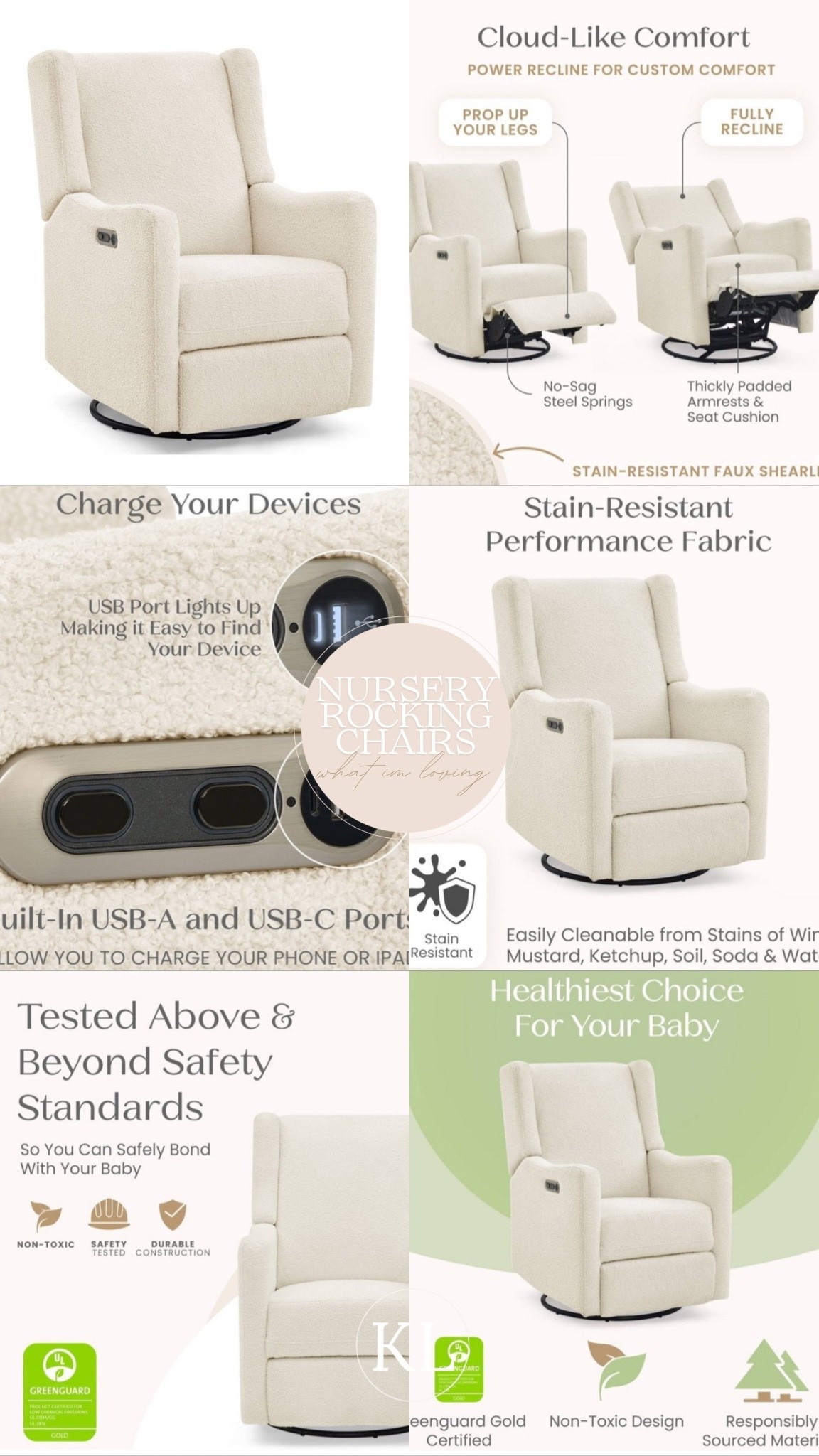 Linking different nursery swivel rocking chairs - this one is under $590, certified with organic materials and wood, stain resistant, has a usb charging cord station, and it reclines and swivels! Sign me up 🙌🏻🤍🍼👶🏼

spent weeks looking for a nursery glider that was stylish, neutral, and actually comfortable... and I finally found it.

This one's from target, under $590, and it's truly a hidden gem. It ships fast, comes in multiple colors, and feels way more expensive than it is.

rocking, feeding, snuggling - and it's held up beautifully.

I linked it on my LTK so you can grab it before it sells out again!
#momlife #nurseryfinds #babyregistrymusthaves #rockingchairdupe #Itkhome #walmartfinds #nurseryinspo #momtok #firsttimemom #babyessentials #modernnursery #Itkbaby

#LTKBaby #LTKHome #LTKBump