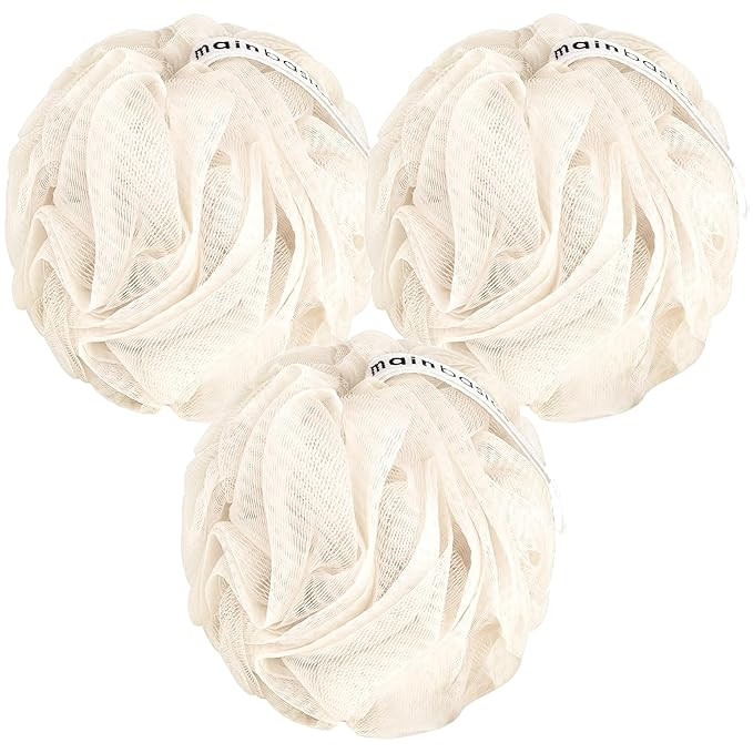 MainBasics Seaweed Infused Bath Shower Loofah Sponge Pouf Body Wash Scrubber (Set of 3) | Amazon (US)