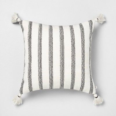 18x18 Stripe Square Pillow Black - Hearth & Hand™ with Magnolia | Target