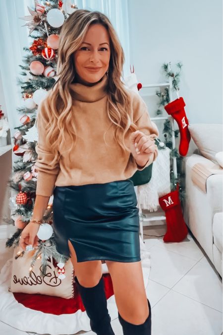 Love a good turtleneck sweater — this is so fun to style with a skirt. I tucked it in my bra for a cropped look 🙌🏼 

#LTKstyletip #LTKSeasonal #LTKHoliday