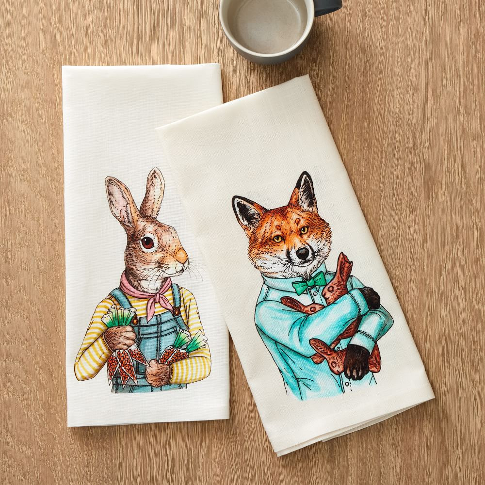 Dapper Animal Tea Towel | West Elm (US)