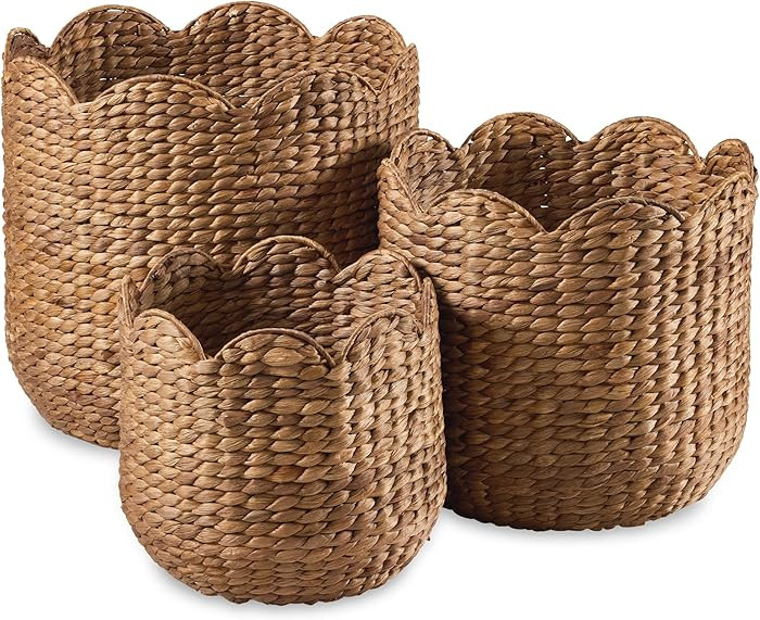 Best Choice Products 3pc Water Hyacinth Scalloped Multipurpose Nesting Baskets, Storage Bin Organ... | Amazon (US)