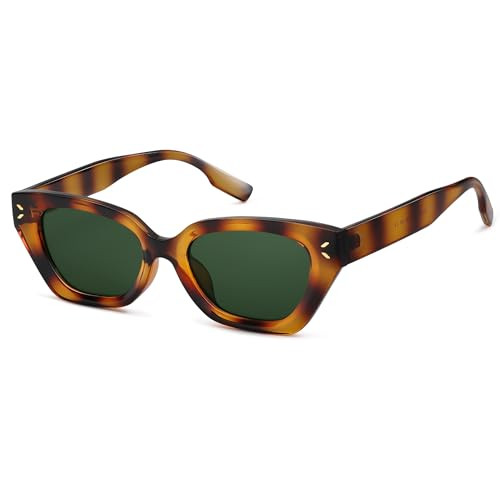 AMOMOMA Trendy Cat Eye Sunglasses for Women Cute Cateye Sunglasses Women Polarized UV400 AM6640 Tortoise/Green | Amazon (US)