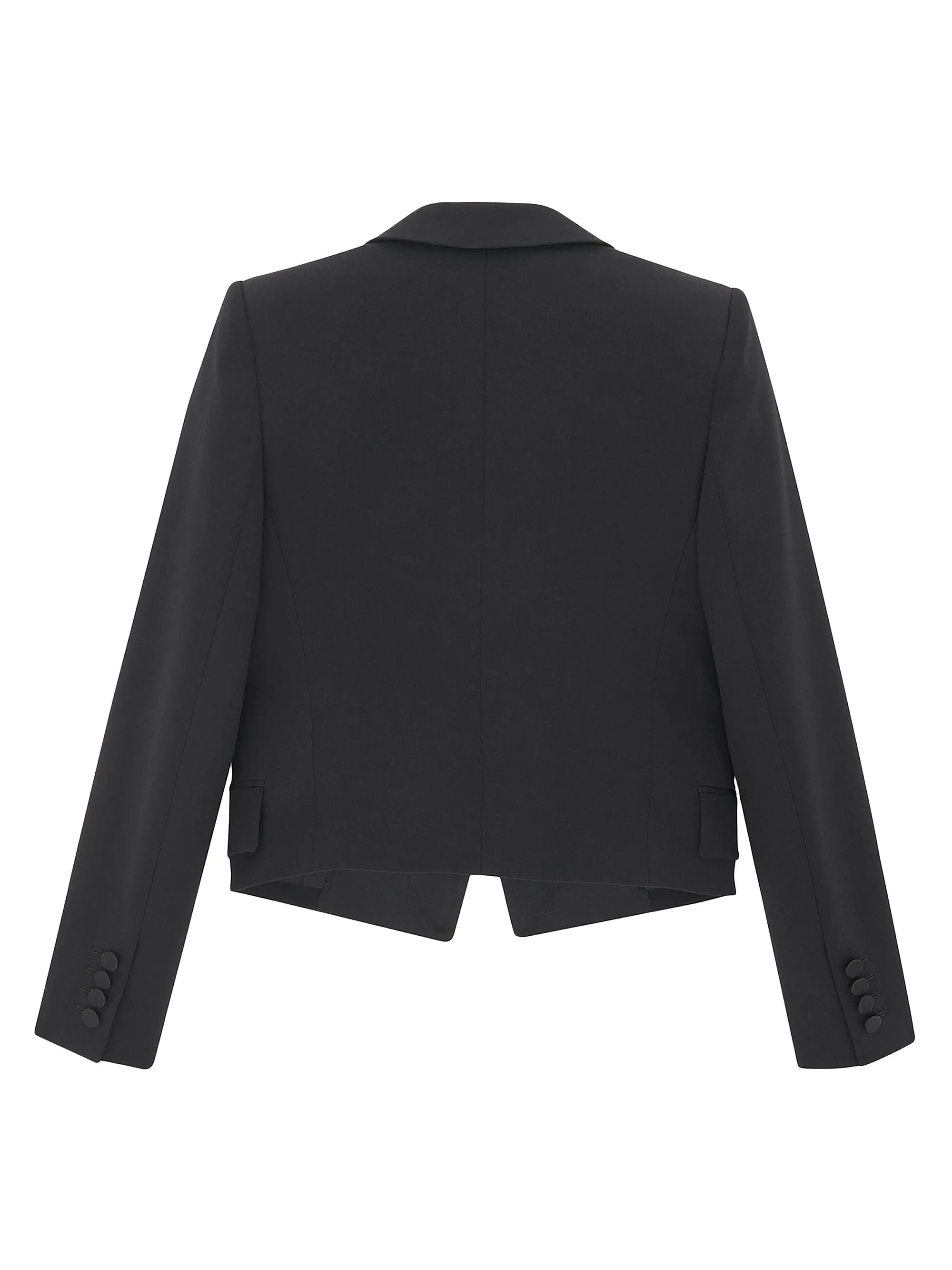 Shop Saint Laurent Cropped Tuxedo Blazer In Grain De Poudre | Saks Fifth Avenue | Saks Fifth Avenue