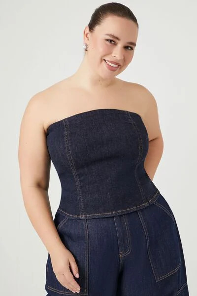 Plus Size Denim Tube Top | Forever 21