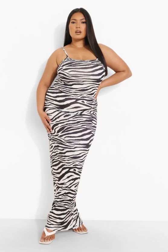 Plus Zebra Print Strappy Maxi Dress | Boohoo.com (US & CA)