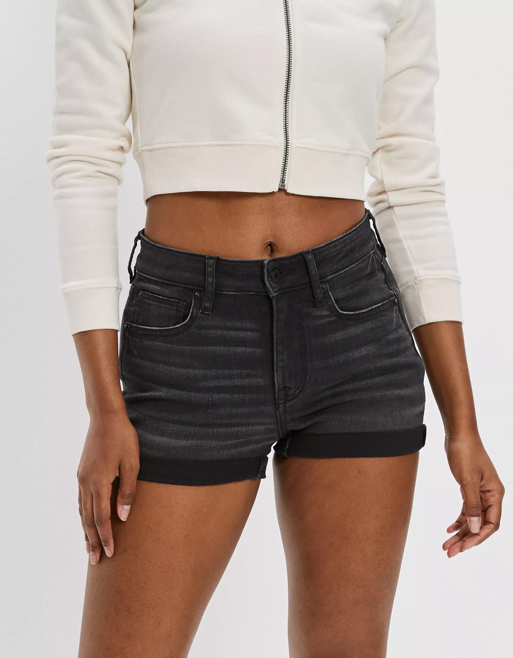 AE Ne(x)t Level High-Waisted Denim Short Short | American Eagle Outfitters (US & CA)