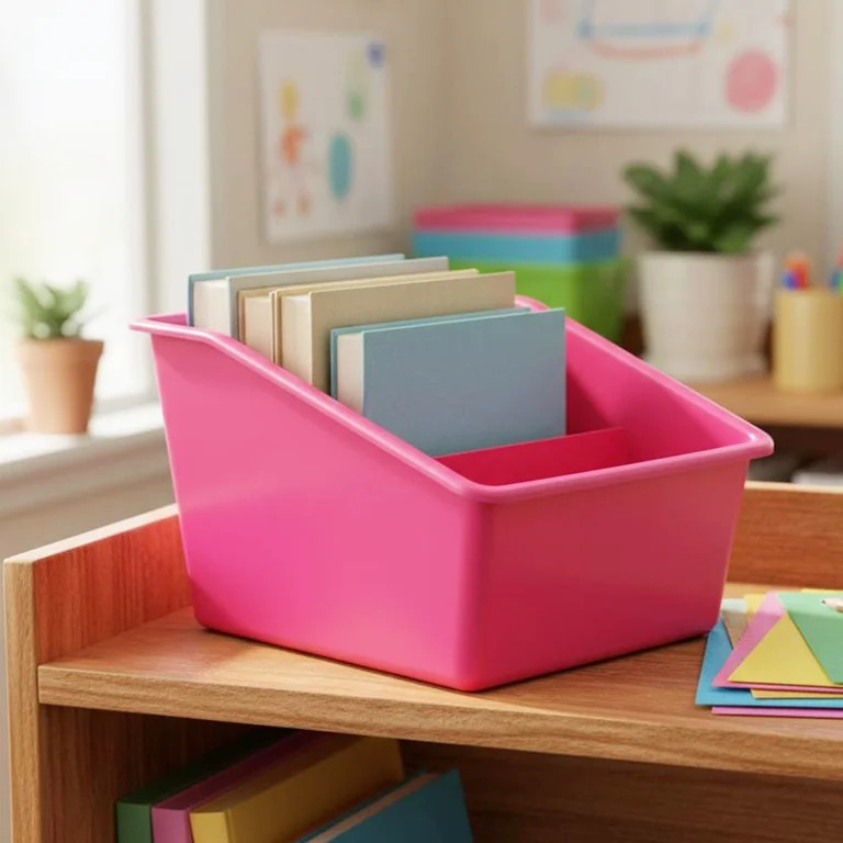 Pen+Gear Plastic Book Bin Desk Organizer and Book Storage, Pink | Walmart (US)