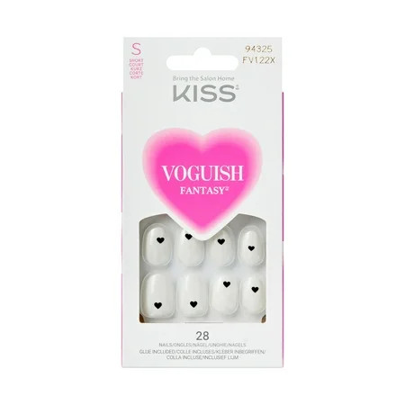 KISS Voguish Fantasy Valentine s Day Press on Nails It s Love White Short Oval 28 Count | Walmart (US)
