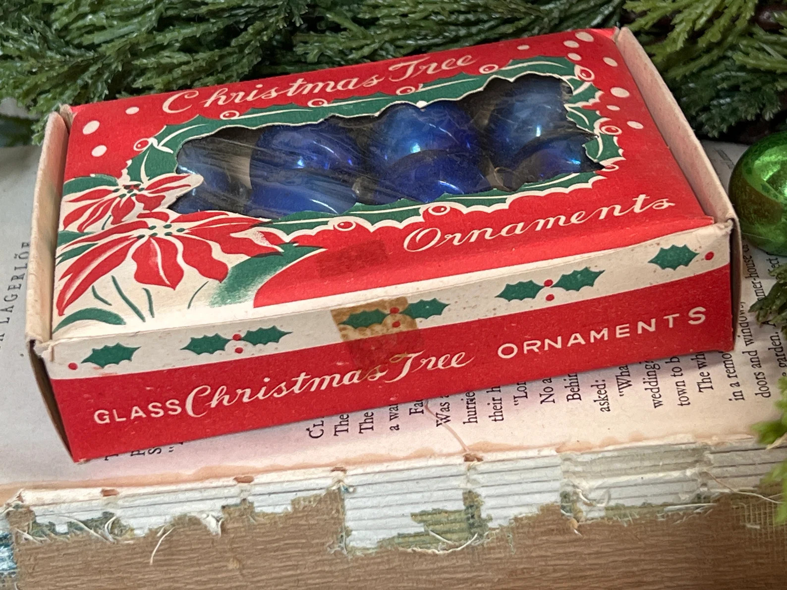 Boxed set of 12 Mid Century 25 mm Mini BLUE Glass Boxed Christmas Tree Ornaments**Japan C153 | Etsy (US)