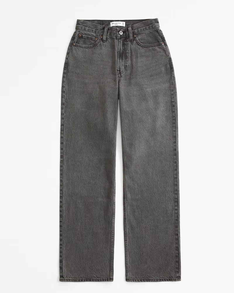 Abercrombie & Fitch Women's Curve Love High Rise Loose Jean in Dark Grey - Size 26 SHORT | Abercrombie & Fitch (US)