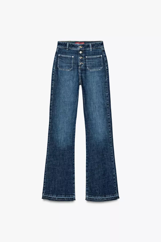 HIGH-WAIST - BOOTCUTHigh-waist jeans with front and back patch pockets. Flared hem from the knee ... | Zara UK