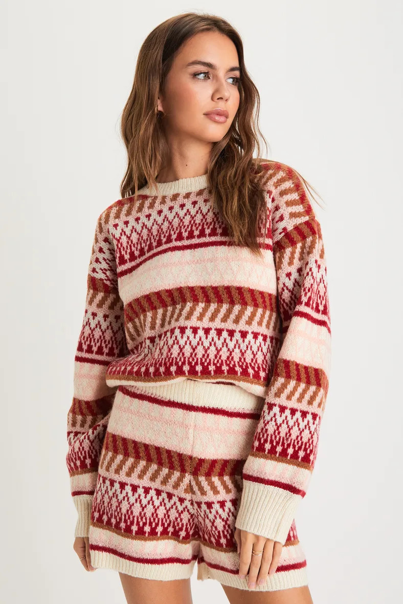Toasty Moment Cream Multi Fair Isle Knit Sweater | Lulus (US)