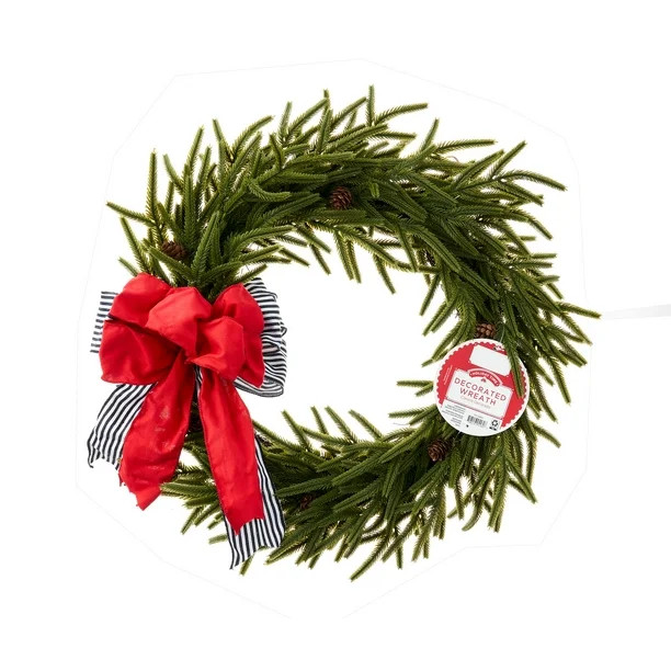 Holiday Time Evergreen Wrth W/bow. - Walmart.com | Walmart (US)