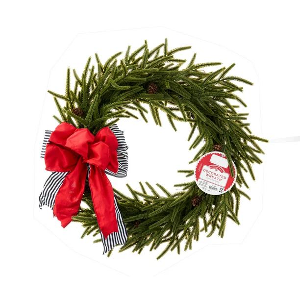Holiday Time Evergreen Wrth W/bow. | Walmart (US)