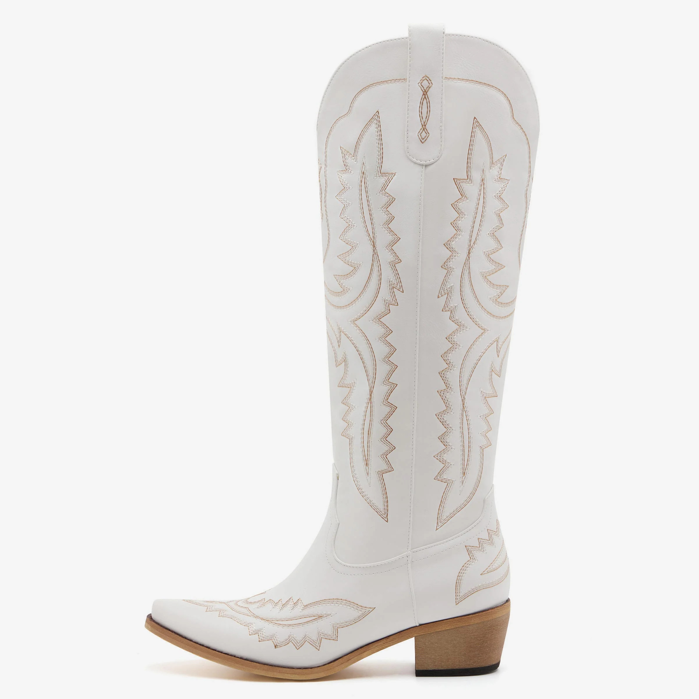 Women's Embroidered White Cowgirl Boots | REDTOP