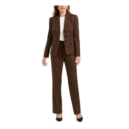 LE SUIT Womens Brown Blazer Straight leg Wear To Work Pant Suit Size 10 | Walmart (US)