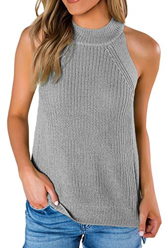 Imily Bela Womens Sweater Tank Summer Halter Tops Casual Sleeveless Shirts Loose Knit Cami at Ama... | Amazon (US)