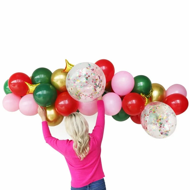 Packed Party 'Holly Jolly' Christmas Glitter Balloon Banner, Party Decor, 12 ft, 40 Balloons - Wa... | Walmart (US)