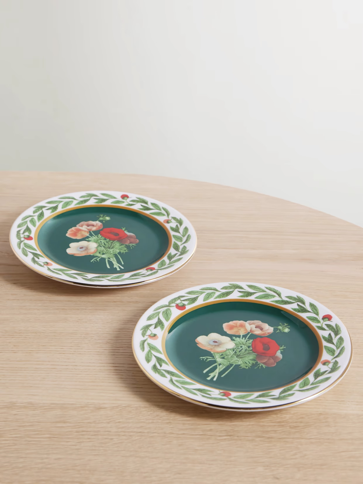 La DoubleJ - Set Of Two Gold-plated Porcelain Dessert Plates - Green | NET-A-PORTER (US)