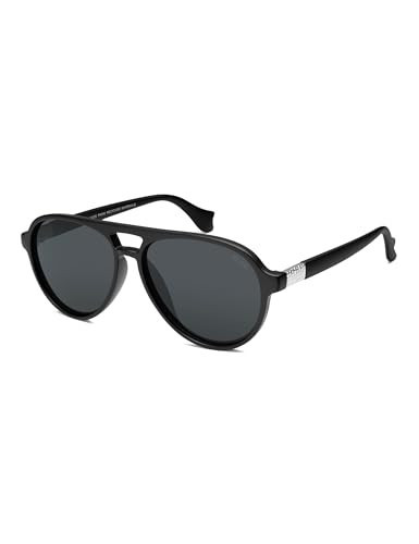 SOJOS Polarized Retro Aviator Sunglasses for Women Men Recycled Plastic Eco-Friendly Shades, Constellation, Black/Grey | Amazon (US)