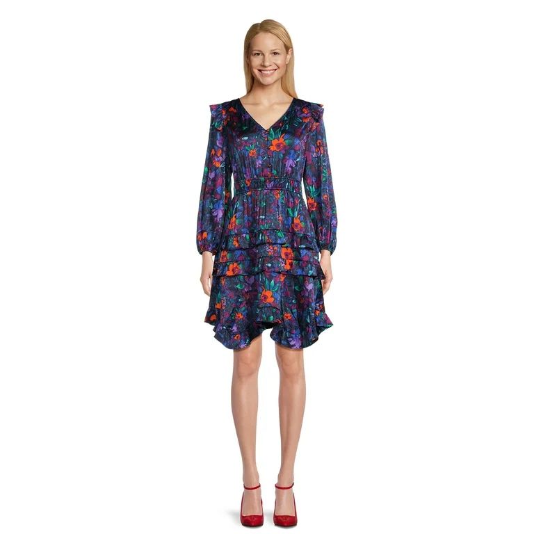 The Pioneer Woman Tiered Ruffle Dress with Long Sleeves, Women's, Sizes S-3X | Walmart (US)