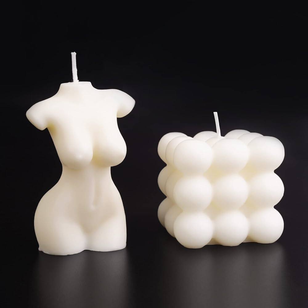 2 PCS Bubble Candle White Aromatherapy Candle, Cube Candle and Female Body Shaped Candle, Handmad... | Amazon (US)