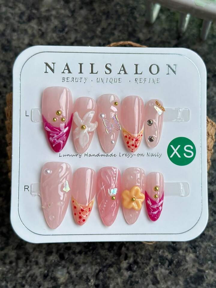 10pcs/Pack Ins Colorful Floral 3D Press On Nails, Summer-Themed Cute Daisy Nail Art Stickers, Ide... | SHEIN