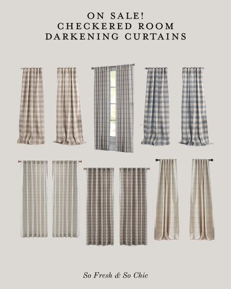 Checkered room darkening curtains on sale! 
/
 blackout curtains - plaid curtains - checked curtains - living room drapes - pinch pleat curtains - bedroom curtains - affordable curtains - curtain panels - Wayfair sale - dining room checked curtains 

#LTKunder50 #LTKsalealert #LTKhome
