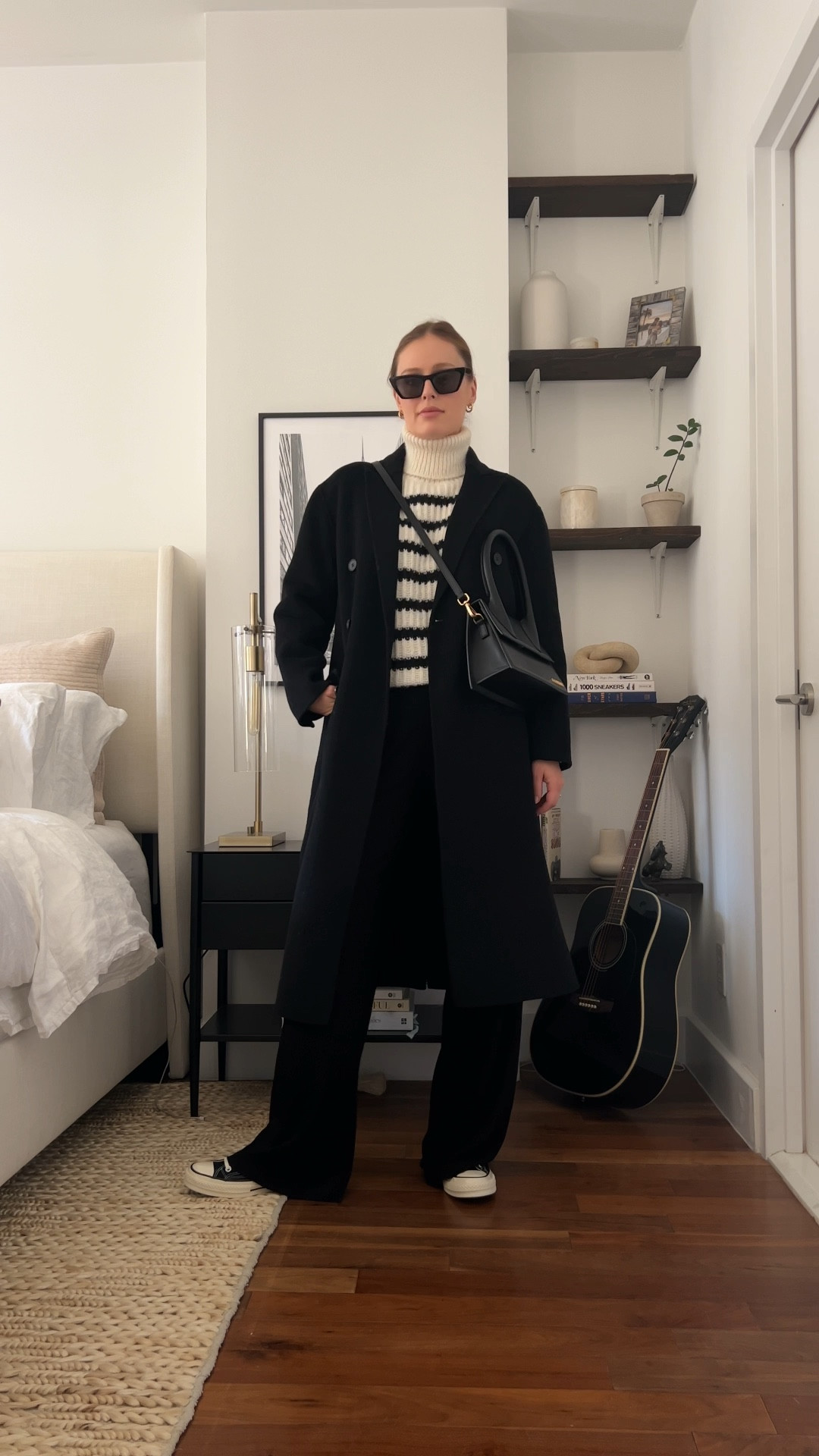 Styling my black converse with comfy black pants and a stripe oversize sweater￼

#LTKshoecrush #LTKunder100 #LTKstyletip