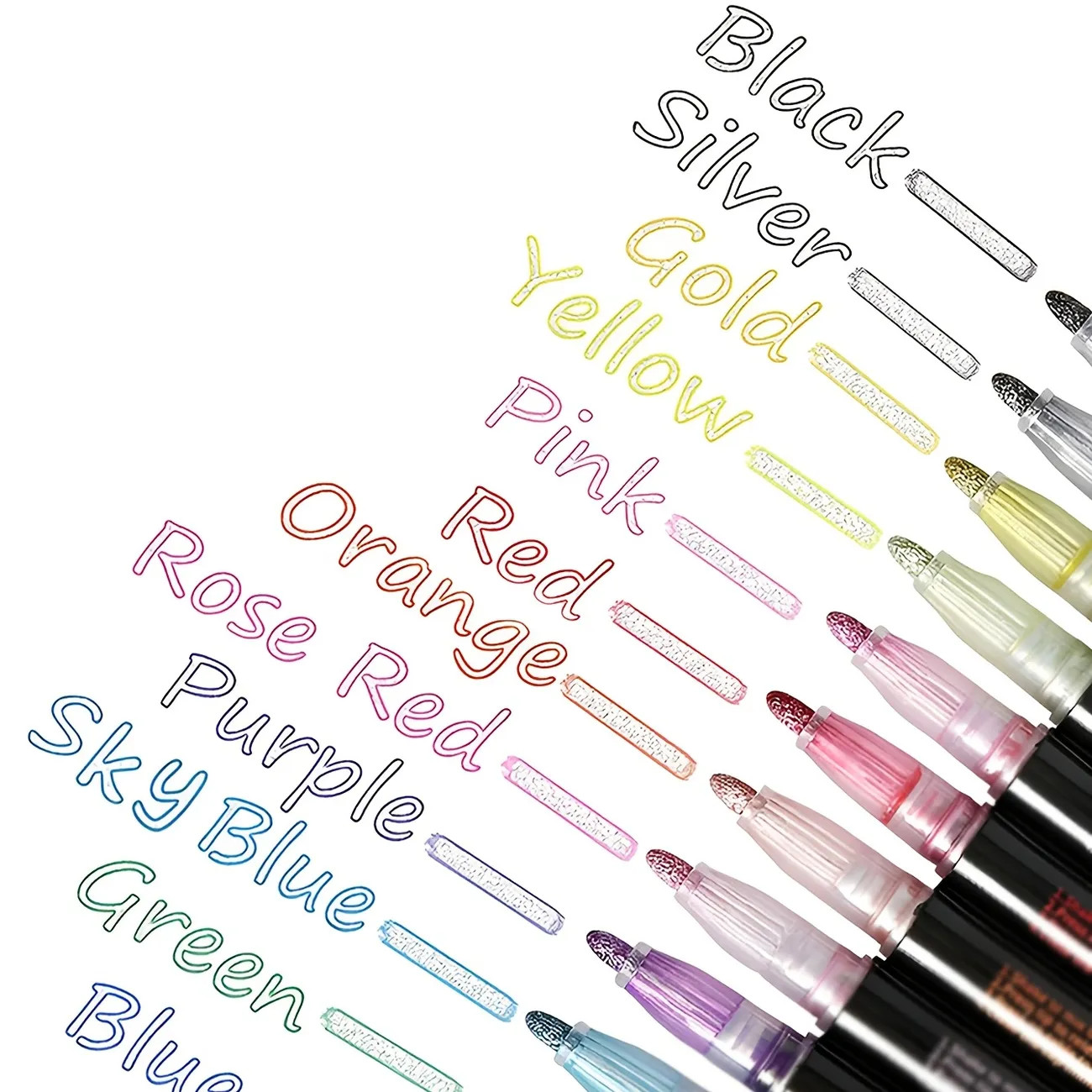 12pcs Glitter Double Line Outline Markers Student Stationery Office Supplies - Office & School Su... | Temu Affiliate Program