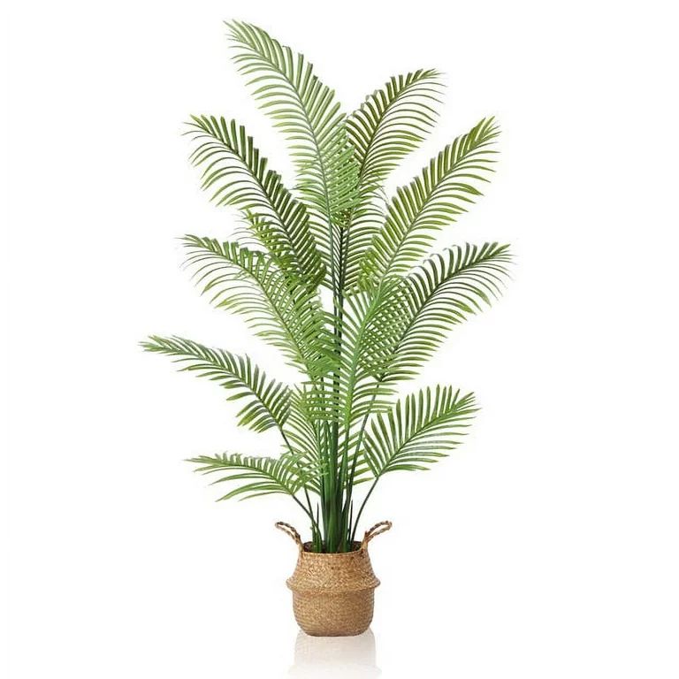 6 Feet Artificial Plants in Basket Faux Green Areca Palm Plant with Woven Seagrass Belly Basket, ... | Walmart (US)