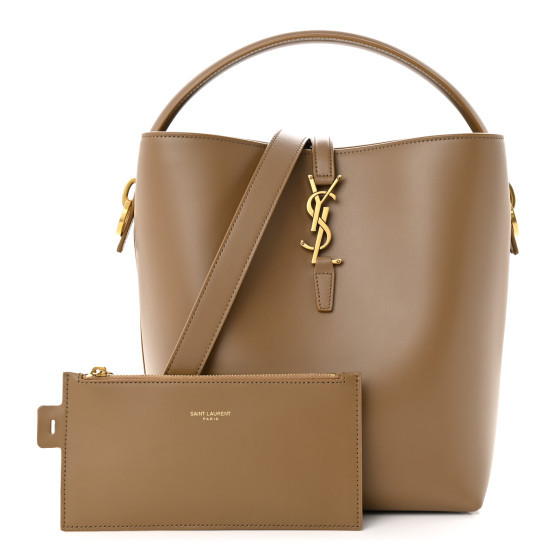 Shiny Calfskin Le 37 Bucket Bag Dark Cork | FASHIONPHILE (US)