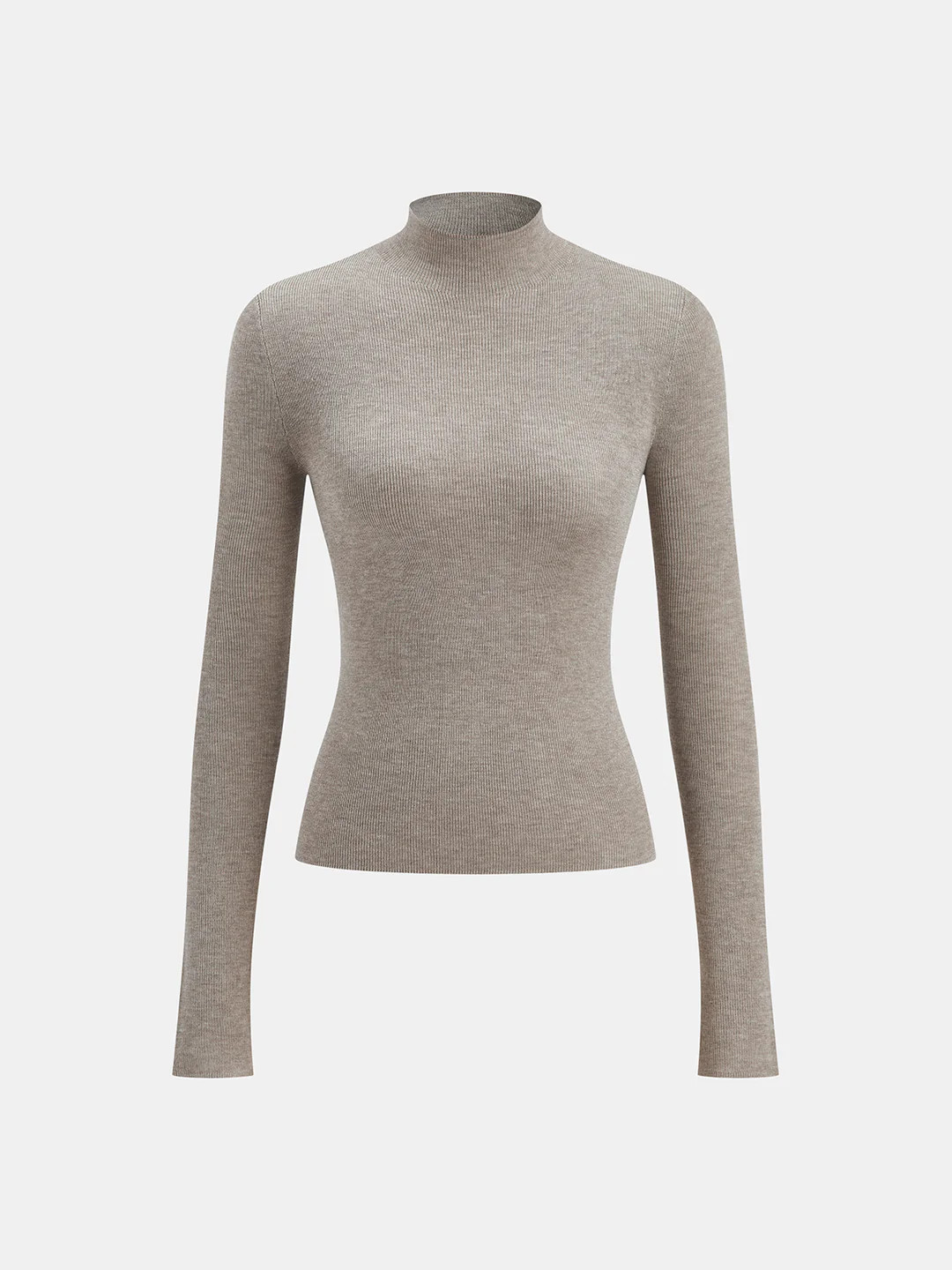 Mock Neck Wool-Blend Knit Top | Commense