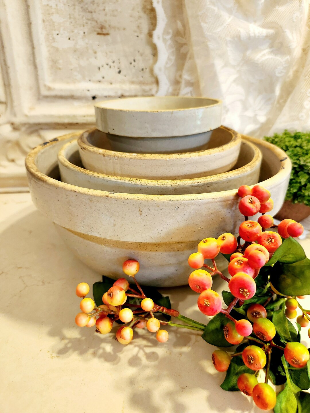 Antique 8.5" Stoneware Bowl    I   Salt Glazed Crock Bowl   I   Western Stoneware  I    Farmhouse... | Etsy (US)