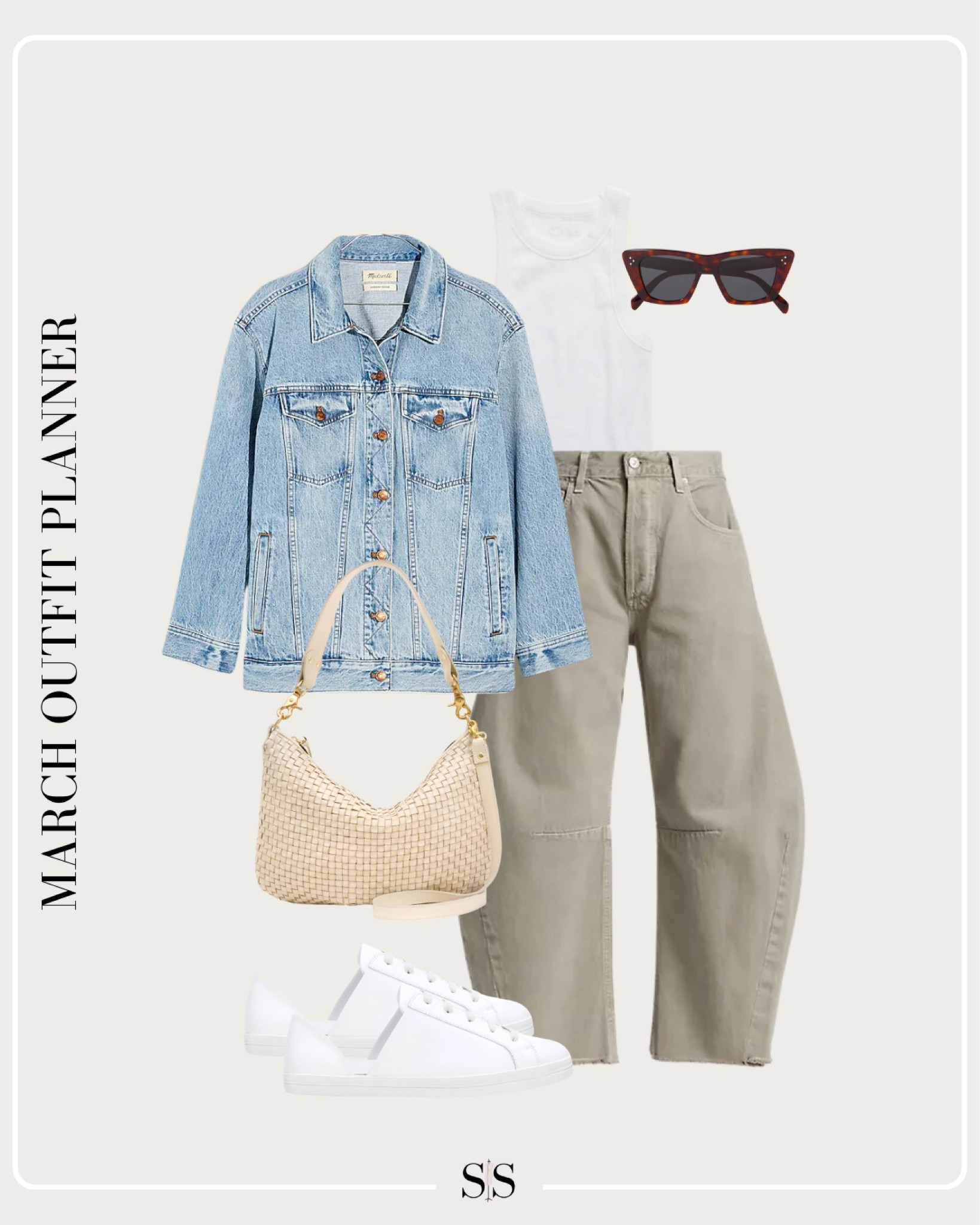 Monthly outfit planner MARCH: Winter to Spring transitional looks | denim jacket, high neck tee, barrel jeans, d’orsay sneaker, woven tote

#springoutfit #casualstyle 



#LTKStyleTip
