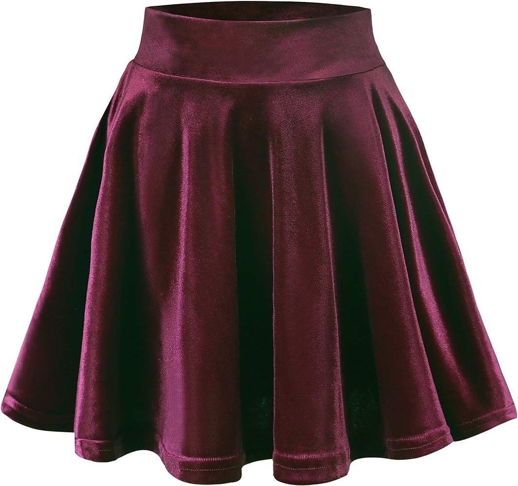 Urban CoCo Women's Vintage Velvet Stretchy Mini Flared Skater Skirt | Amazon (US)