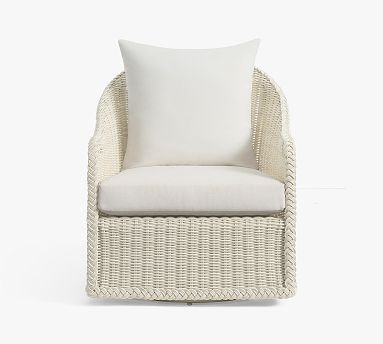 LoveShackFancy Wicker Swivel Outdoor Lounge Chair | Pottery Barn (US)
