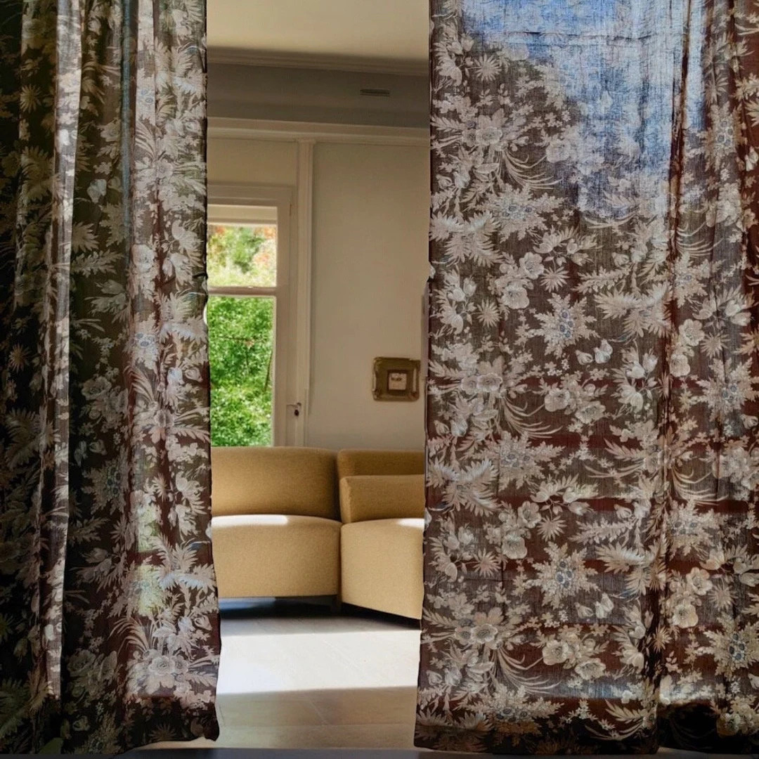 Vintage Style Fall Curtains, Floral Silhouette Curtains, Brown Bedroom Semi Sheer Autumn Curtains... | Etsy (US)