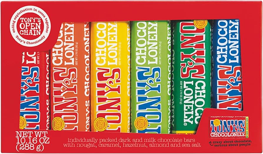 Tony's Chocolonely Chocolate Bar Variety Pack - Milk, Dark, Nougat, Caramel, Hazelnut, Almond & S... | Amazon (US)